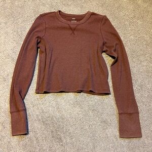 Aerie burnt orange/brown crop Long Sleeve Top